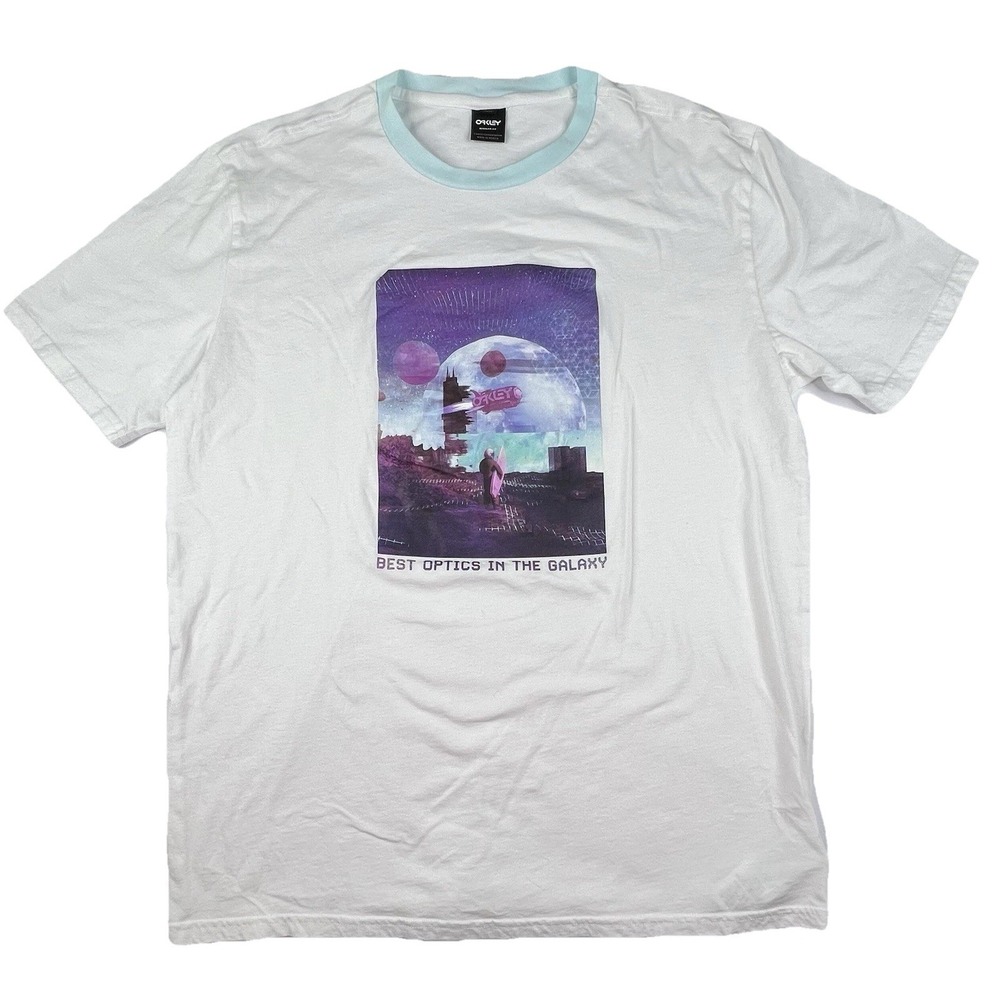 Oakley Outer Limits Short Sleeve T-Shirt White Men's Large Galaxy Graphic